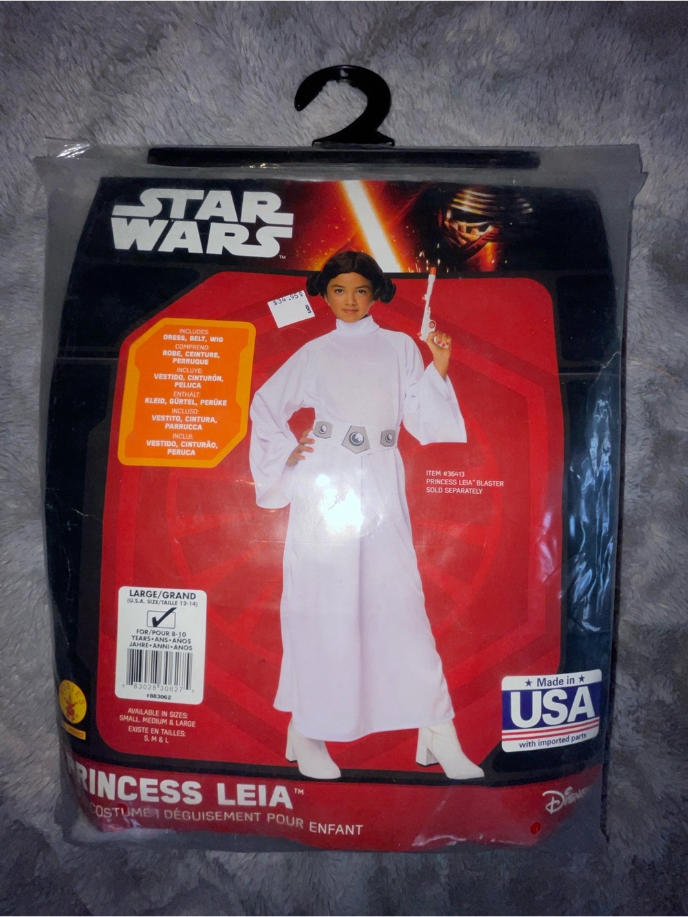 Disney Star Wars Princess Leia Costume - White Girl’s Large 12-14